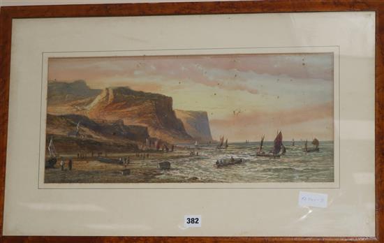 English School, c.1900, possibly Earp watercolour, seascape, 23.5 x 53.5cm